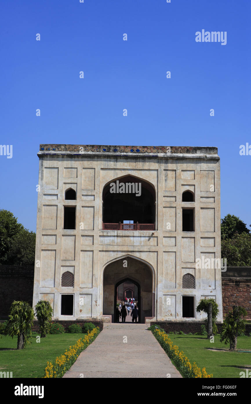 Bu Halima gate a conduit à la tombe de jardin Bu Halima dans Tombe de Humayun complexe , Delhi , Inde UNESCO World Heritage Site Banque D'Images