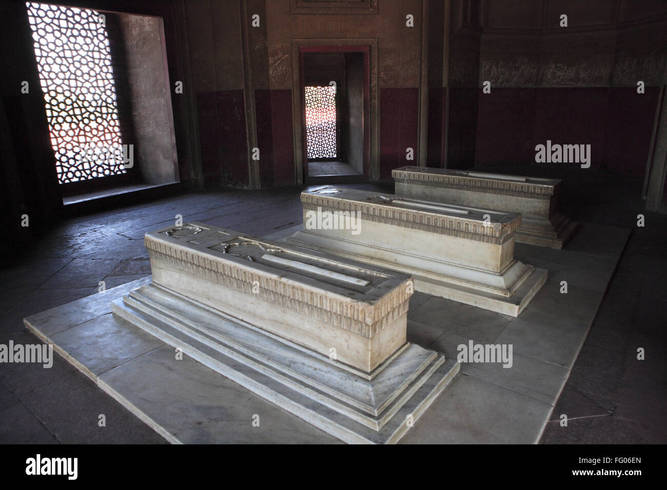 Des chambres funéraires dans la Tombe de Humayun construit en 1570 , Delhi , Inde UNESCO World Heritage Site Banque D'Images