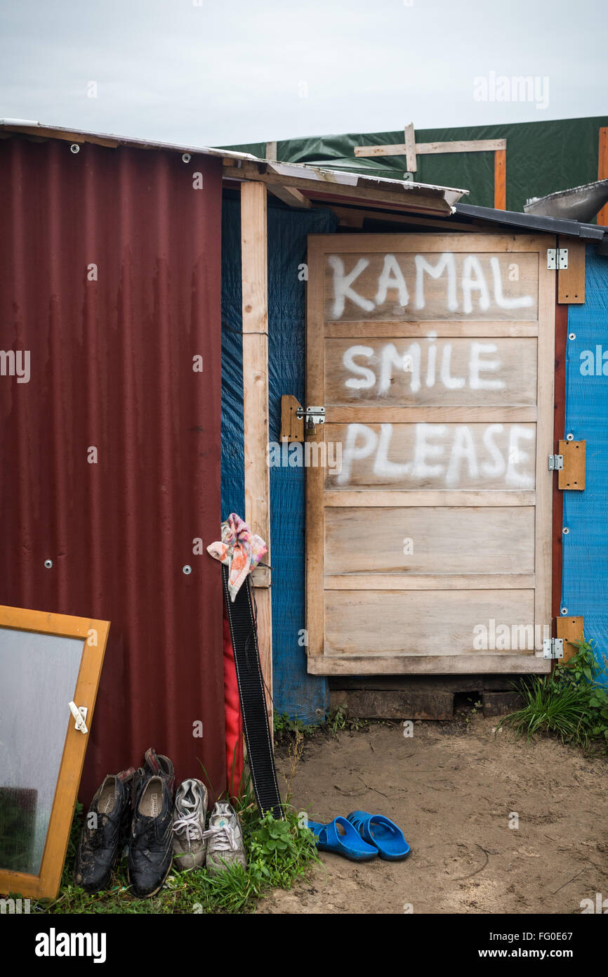 Le Camp de réfugiés Jungle, Calais, France. Banque D'Images