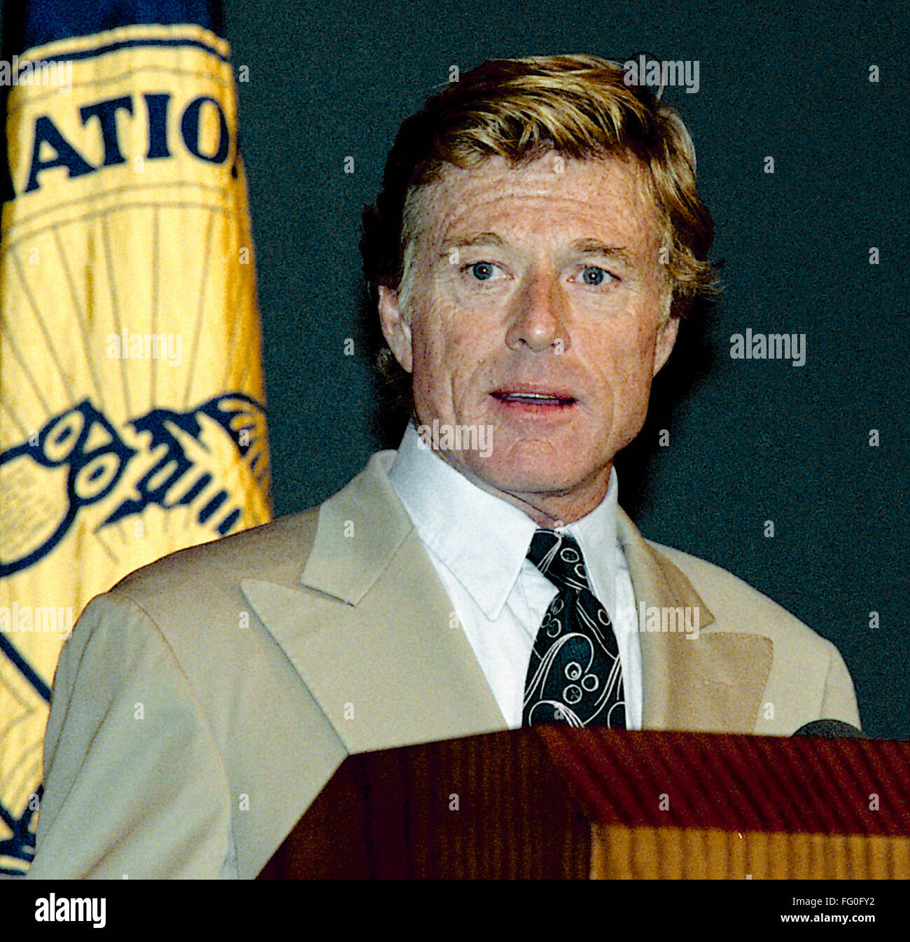 Washington, DC., USA, 1er octobre, 1990 Acteur Robert Redford au National Press Club, déjeuner. Credit : Mark Reinstein Banque D'Images