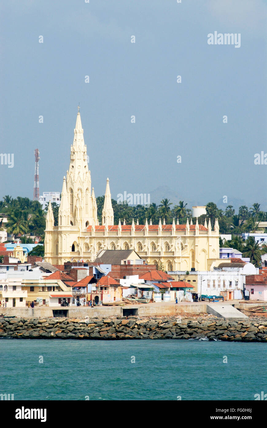 Notre Dame de l'église de rançon en style gothique , Napoli , Tamil Nadu , Inde Banque D'Images