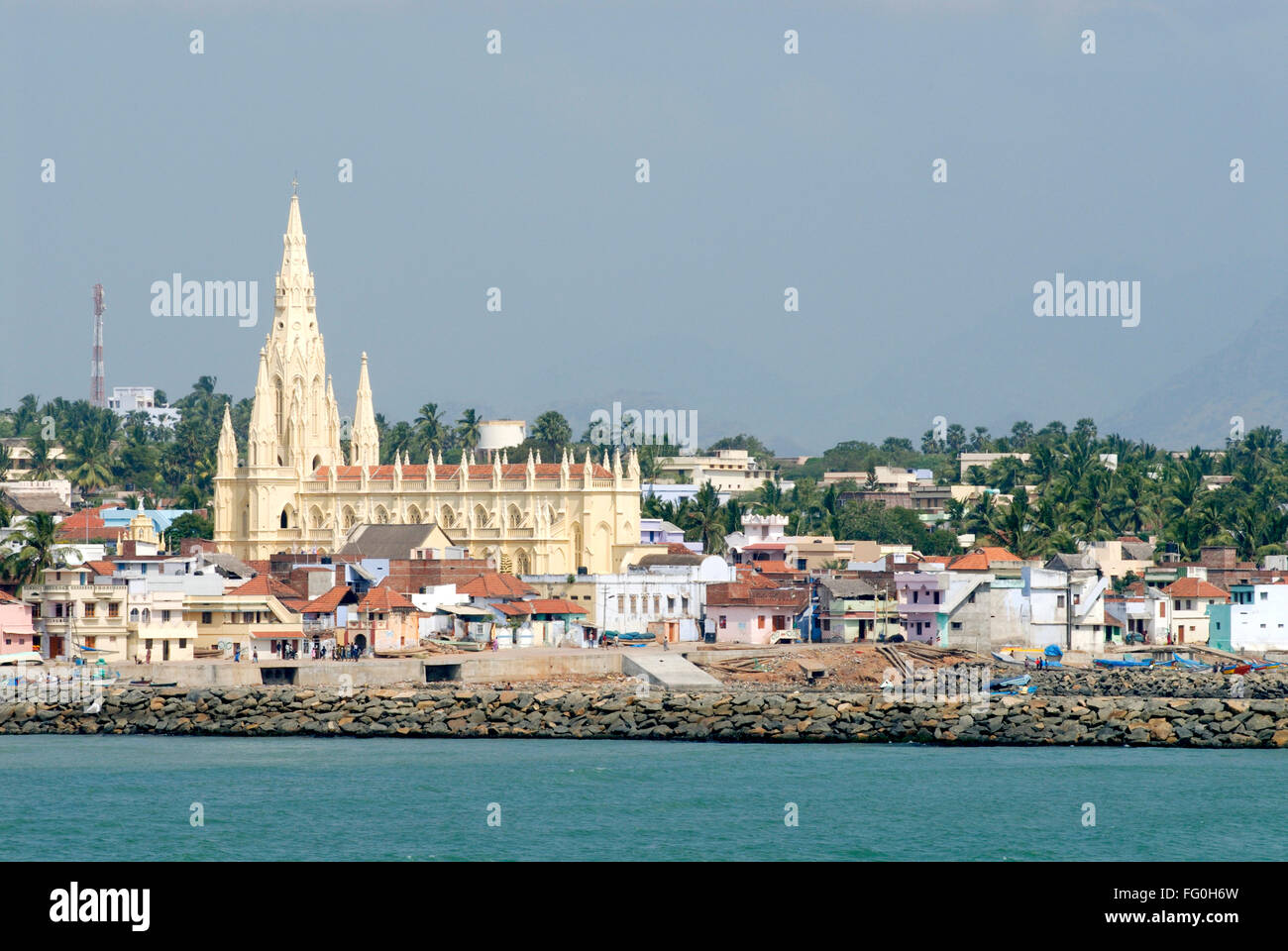 Notre Dame de l'église de rançon en style gothique , Napoli , Tamil Nadu , Inde Banque D'Images