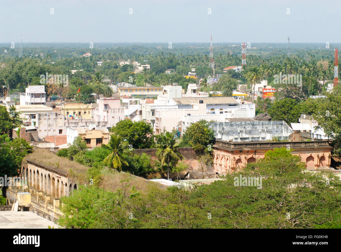 Vue aérienne de Thanjavur Thanjavur , ville , Tamil Nadu , Inde Banque D'Images