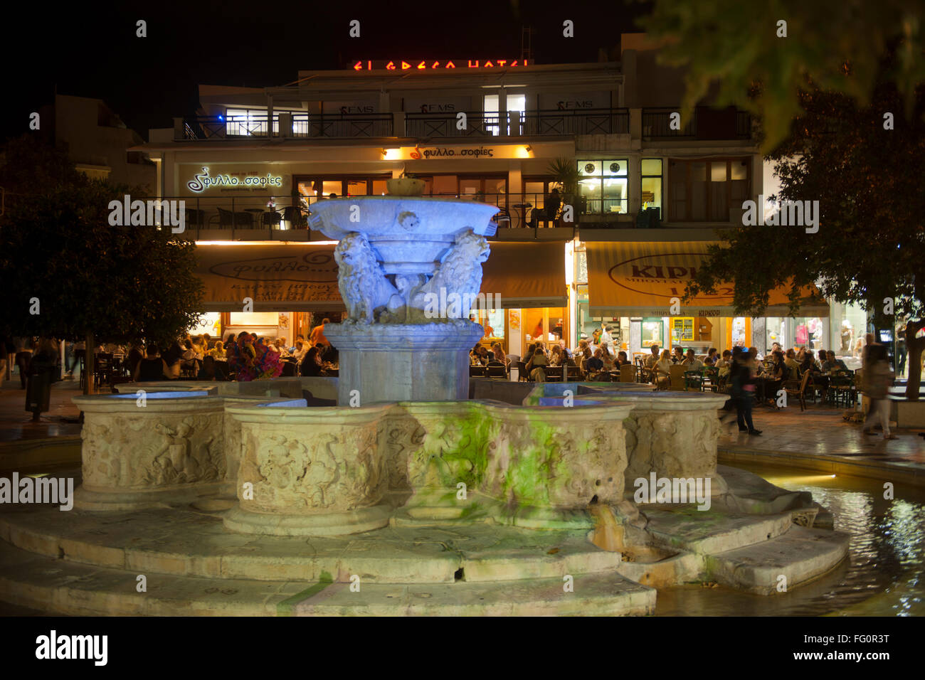 Spanien, Kreta, Héraklion, Platia Venizelou, Morosini Brunnen Banque D'Images