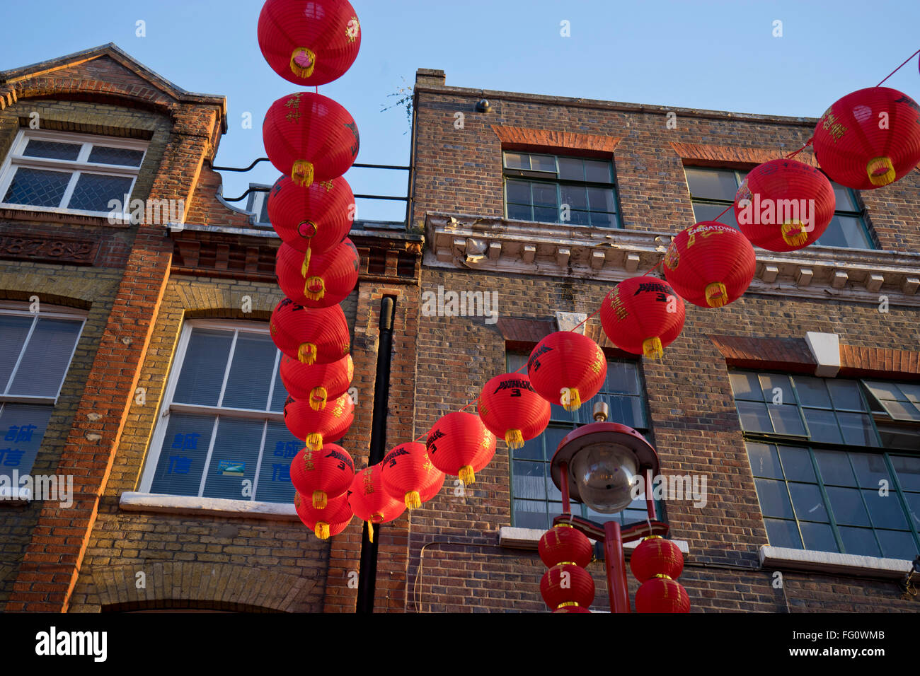 Le nouvel an chinois du singe lanternes dans Chinatown, Londres, UK Banque D'Images