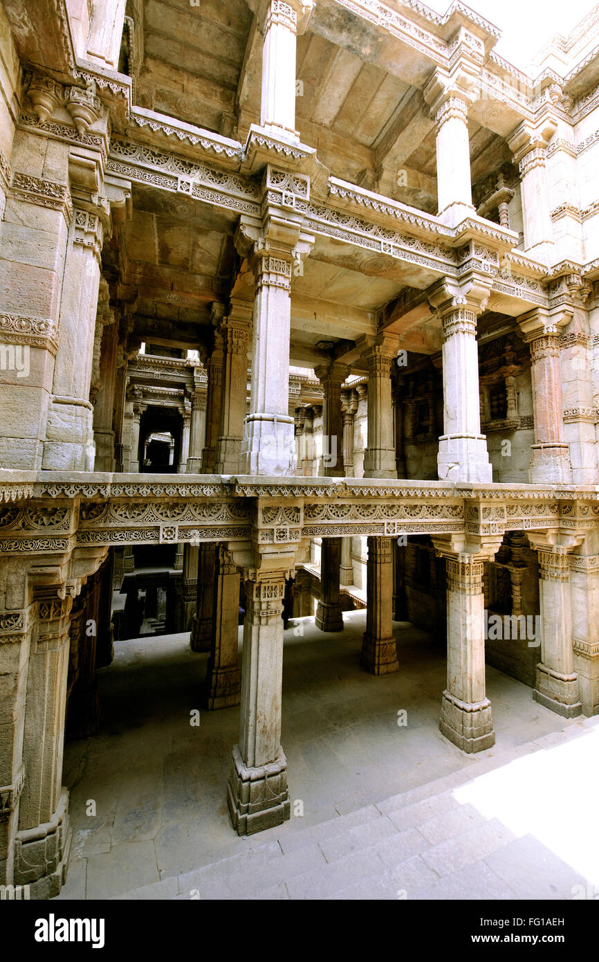 L'étape et Adalaj Vav Ahmedabad Gujarat Inde Asie Gandhi Nagar Banque D'Images