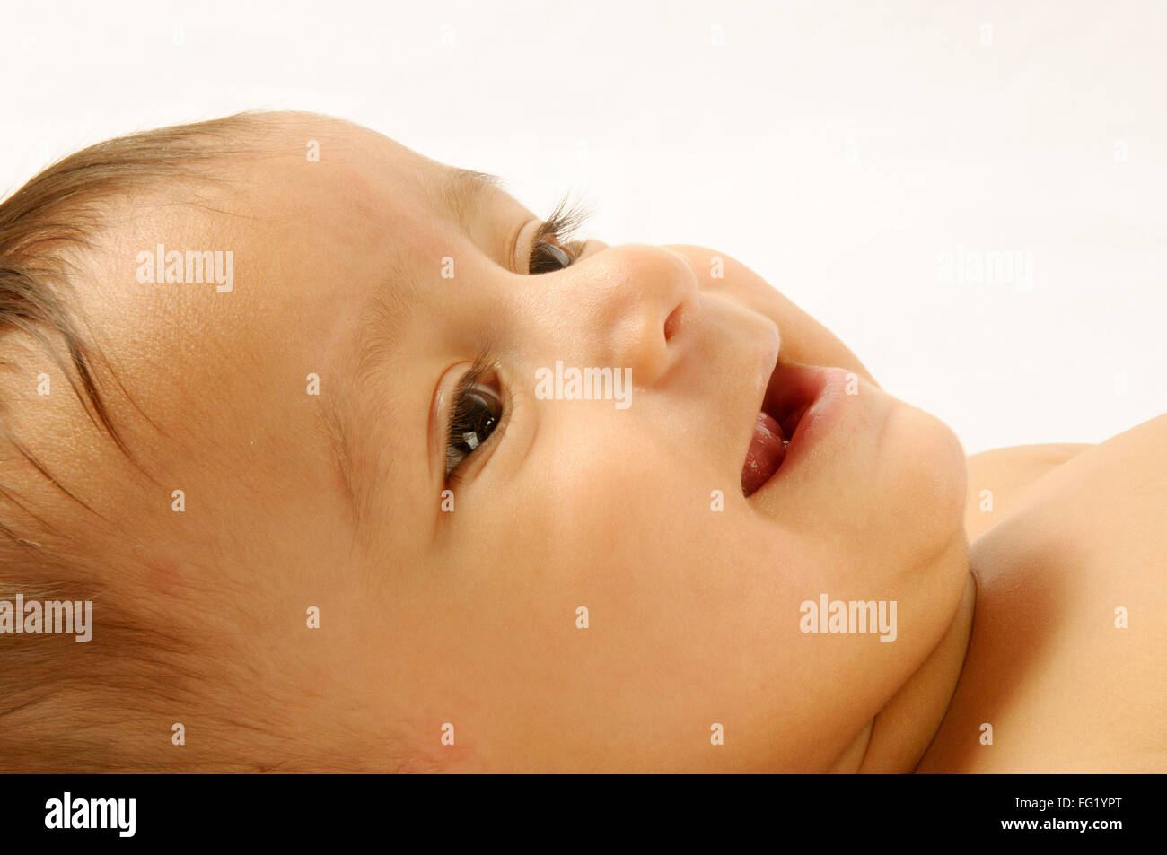 Un an baby boy lying M.# 592 29 Mars 2008 Banque D'Images
