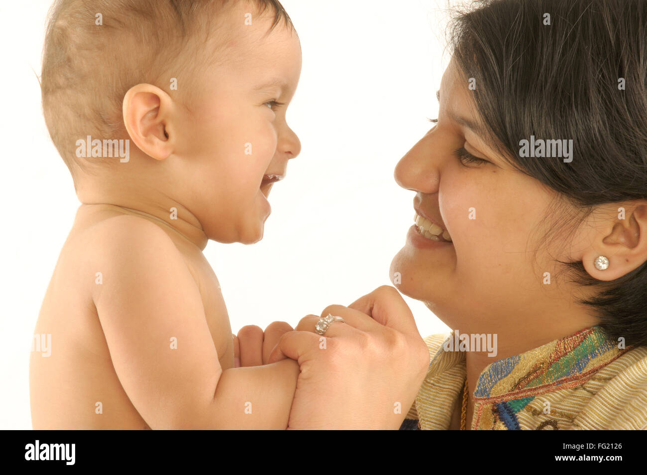 Mère avec un an baby boy laughing and M.# 592 29 Mars 2008 Banque D'Images