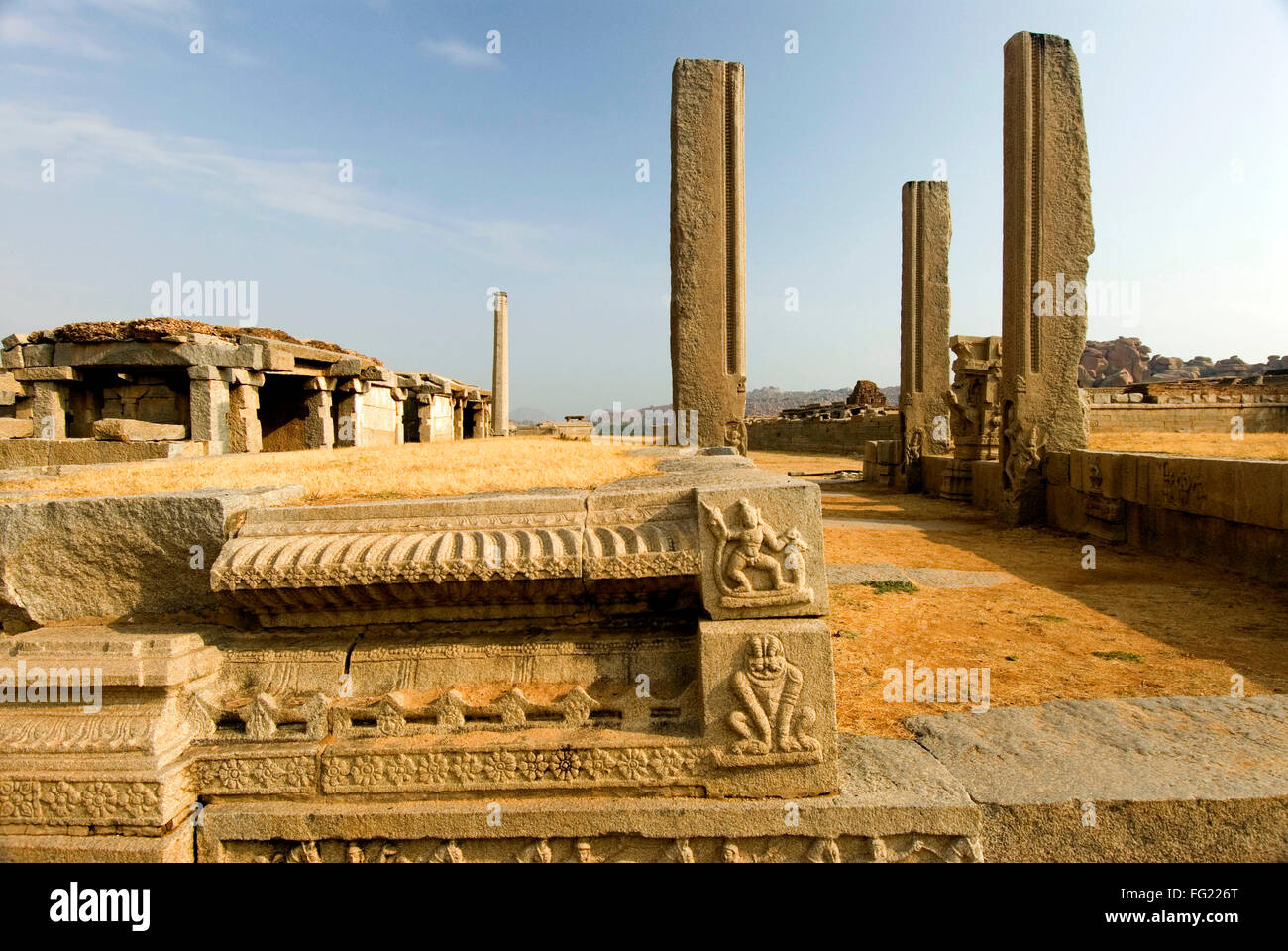 Ruines de l'empire de Vijayanagar à Hampi , Karnataka , Inde Banque D'Images