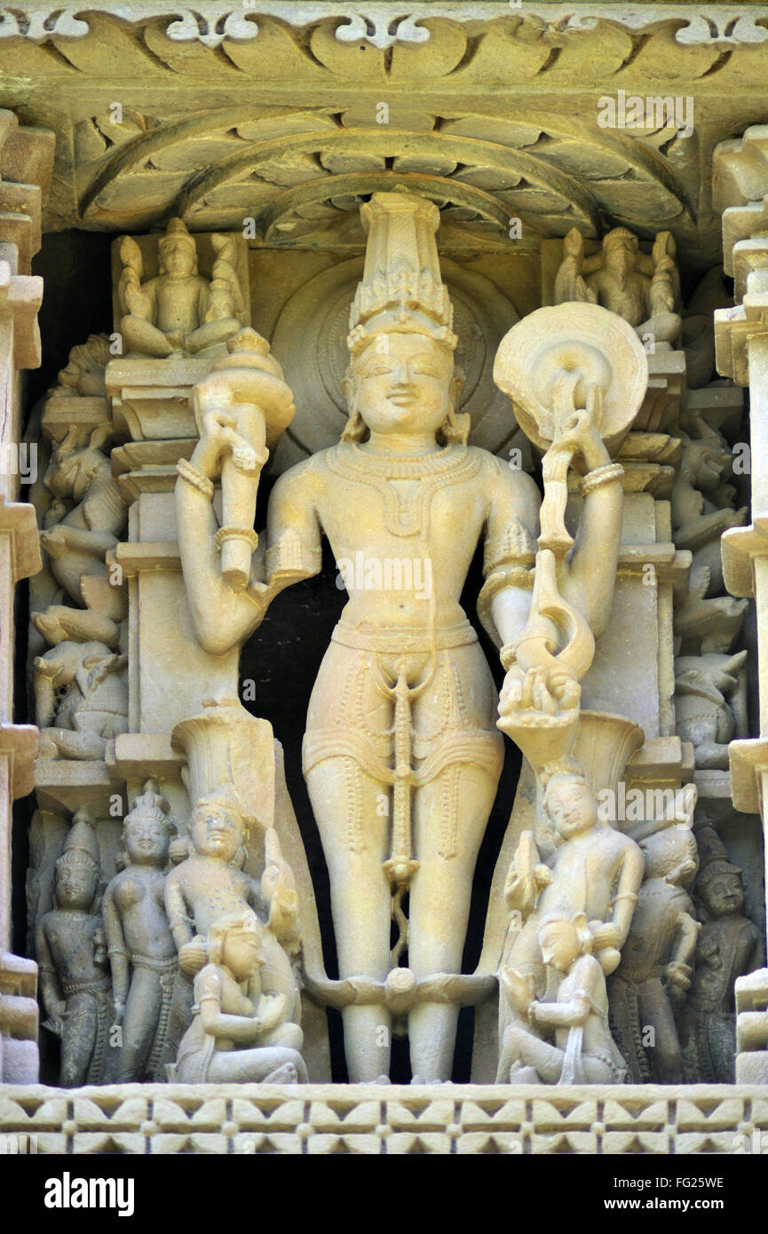 Sur le mur de Vishnu temple Jagadambi Khajuraho Madhya Pradesh, Inde Banque D'Images