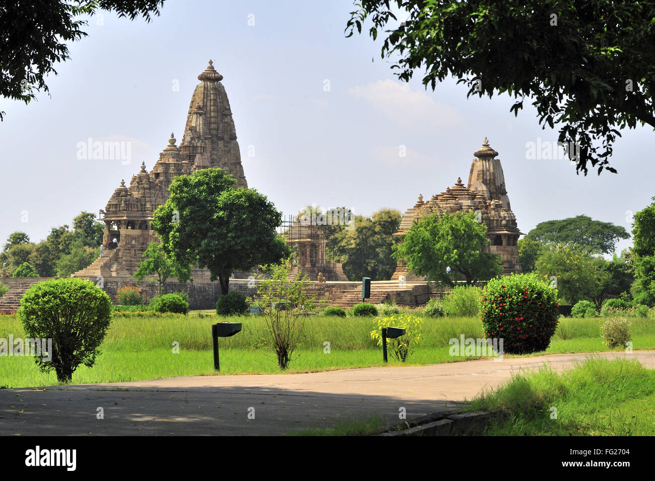 Kandariya Mahadeva temple et jagadambi Khajuraho Madhya Pradesh, Inde Banque D'Images