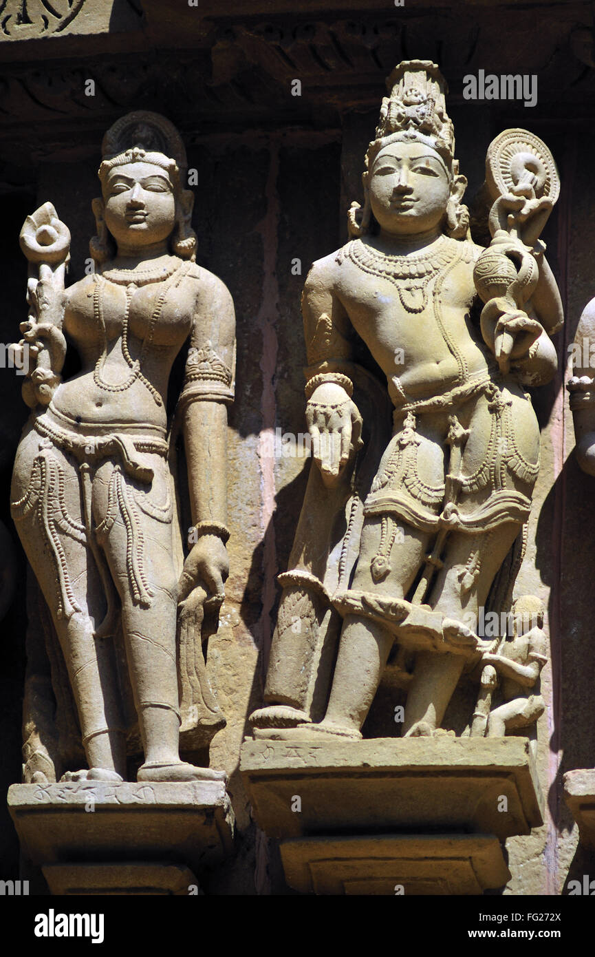 Khajuraho vishnu sur mur de lakshmana temple Madhya Pradesh inde Banque D'Images