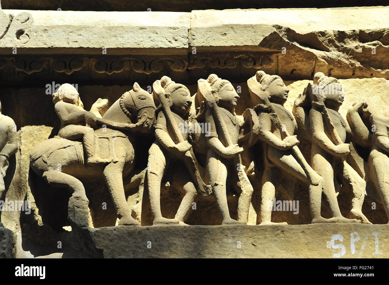 La bataille le lakshmana temple Khajuraho Madhya Pradesh, Inde Banque D'Images