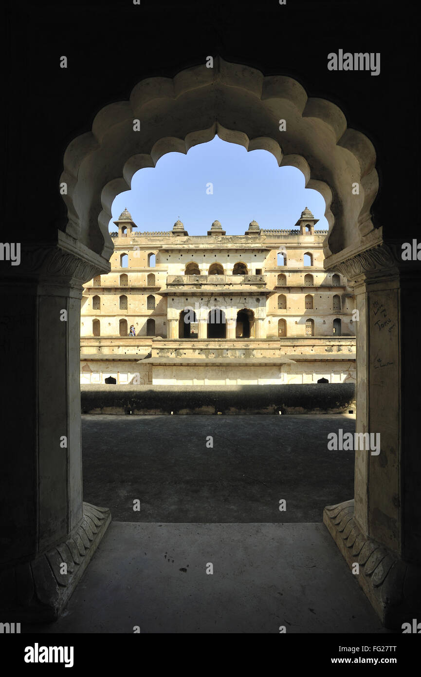 Raja mahal Orchha Khajuraho Madhya Pradesh, Inde Banque D'Images