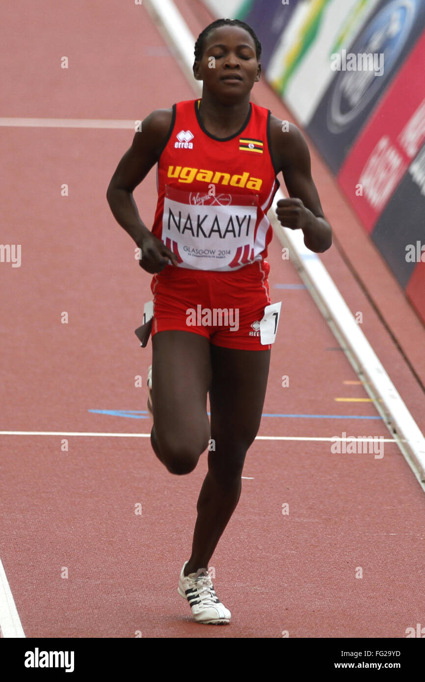 Halimah NAKAAYI l'Ouganda dans l'athlétisme de la Womens 400 mètres chauffe à Hampden Park, dans les jeux du Commonwealth de 2014 Banque D'Images