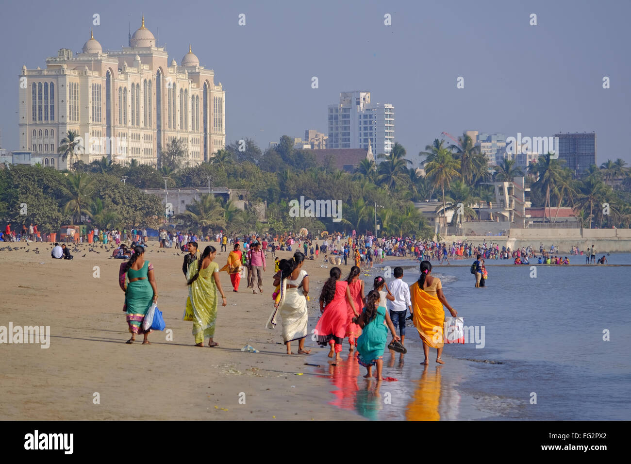 La plage de Chowpatty, Mumbai, Inde Banque D'Images