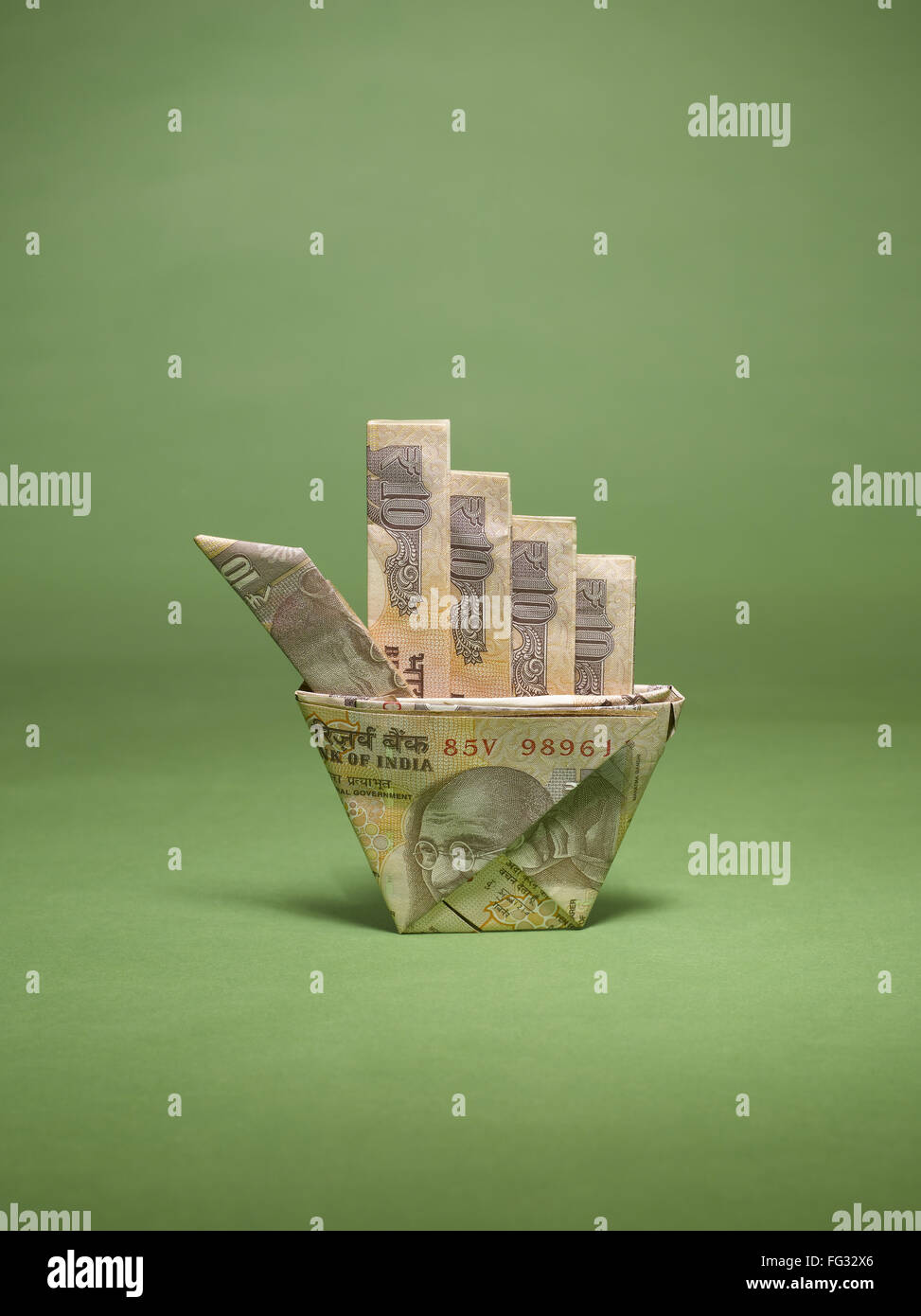 L'origami monnaie indienne Inde Asie Banque D'Images