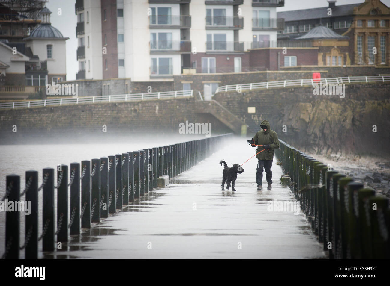 Mauvais temps à Weston Supermare - Storm Imogen Banque D'Images