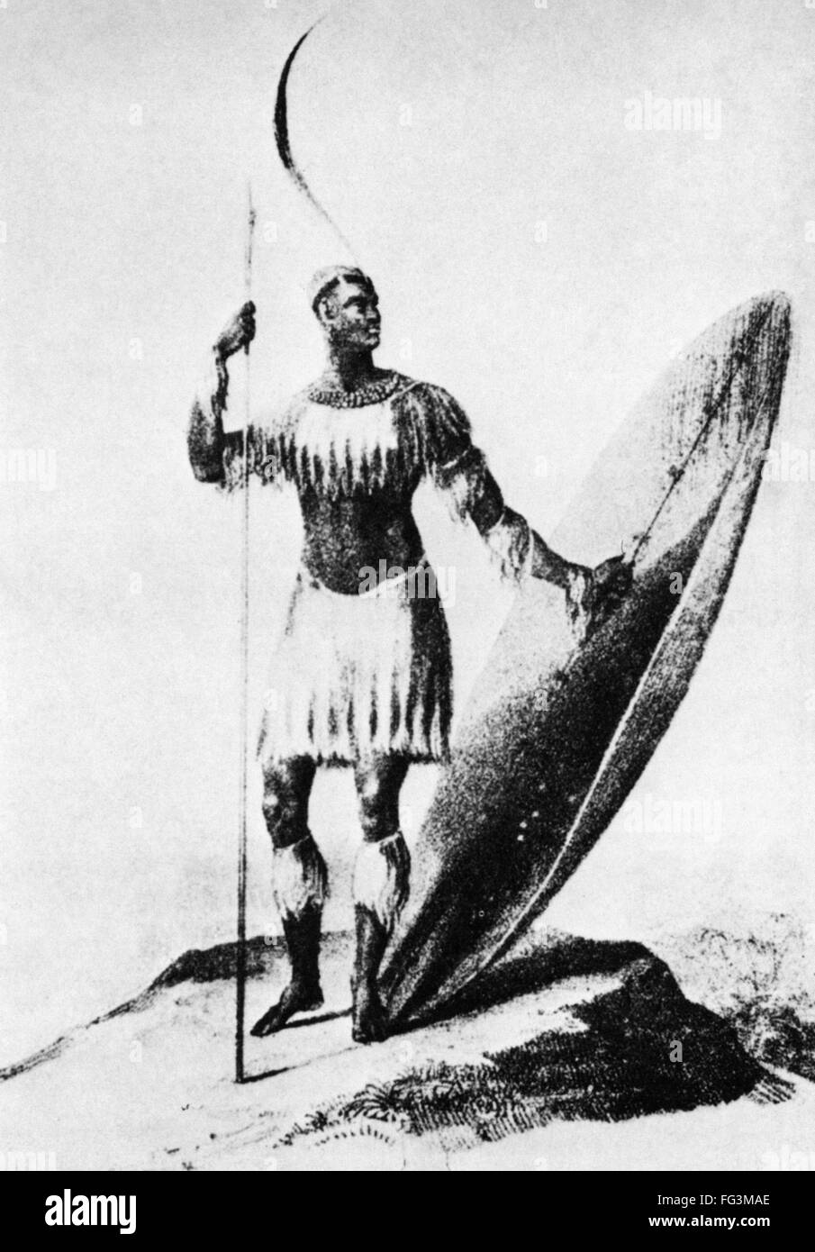 SHAKA ZULU (c1787-1828). /NChief du clan zoulou et fondateur de l'Empire  Zoulou en Afrique du Sud. Dessin, 1824, par James Saunders King Photo Stock  - Alamy