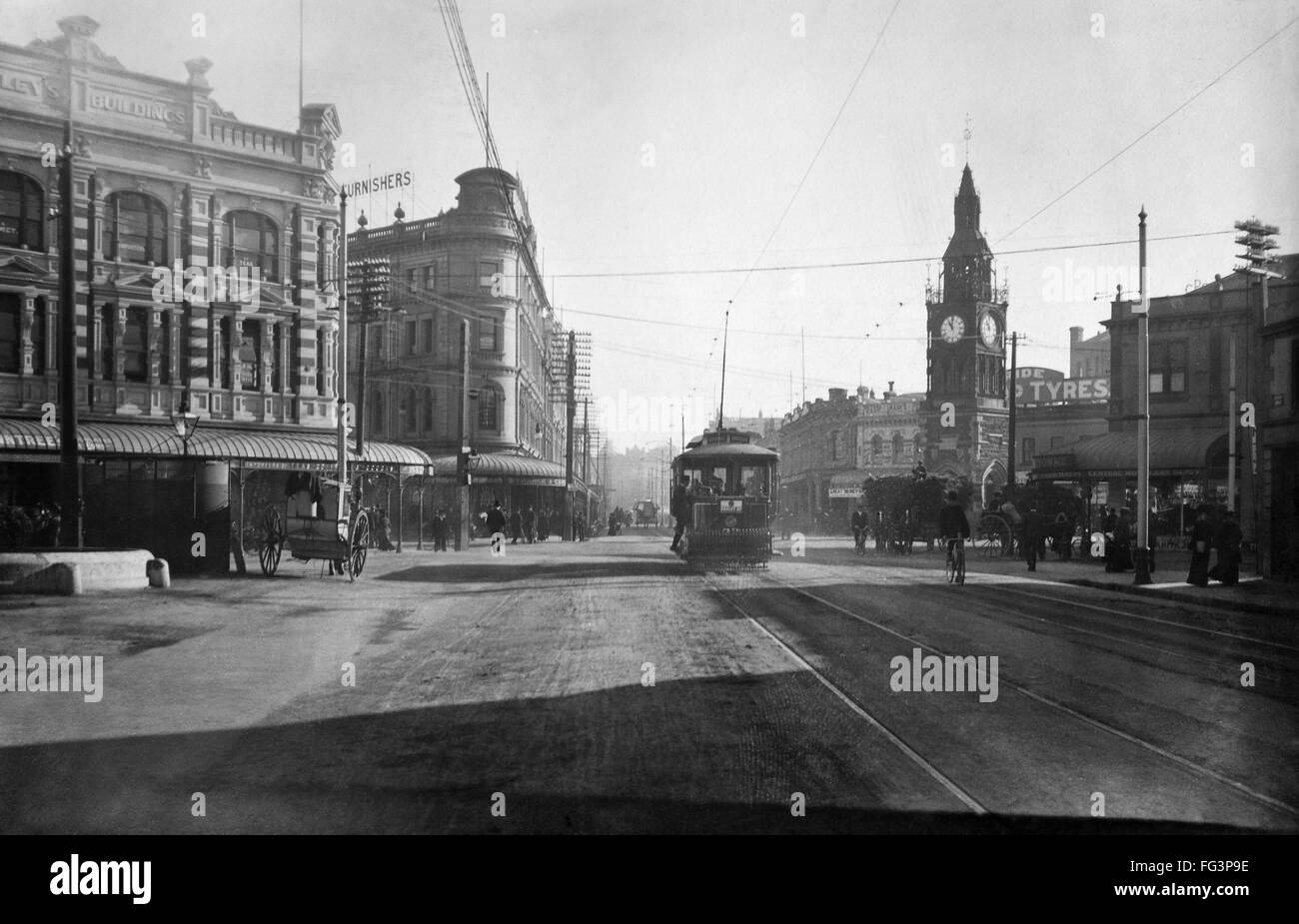 La NOUVELLE ZELANDE, c1920. /NA streetcar dans Christchurch, Nouvelle Zélande. Photographie, c1920. Banque D'Images
