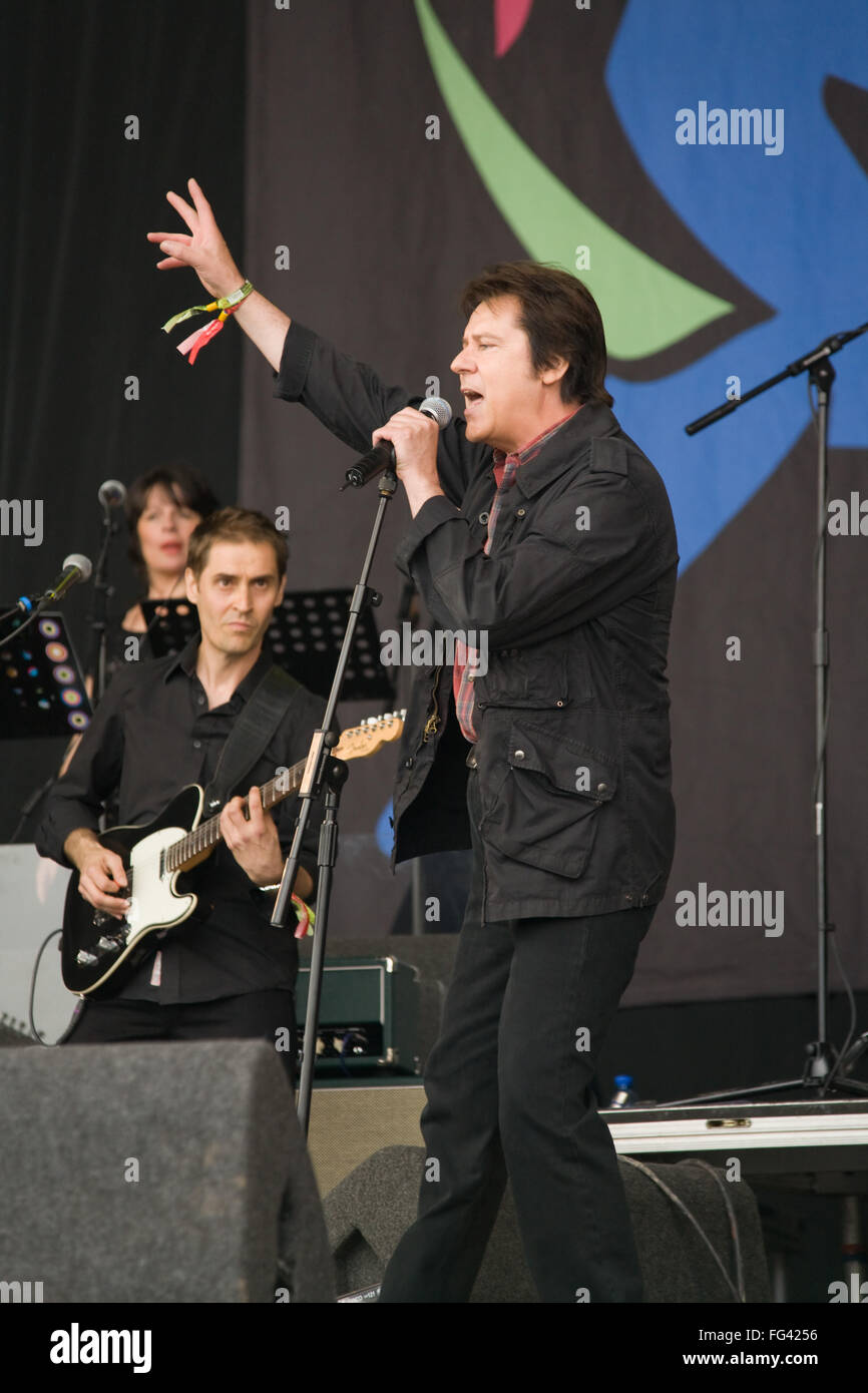 Shakin' Stevens effectuant au festival de Glastonbury 2008, Somerset, Angleterre, Royaume-Uni. Banque D'Images