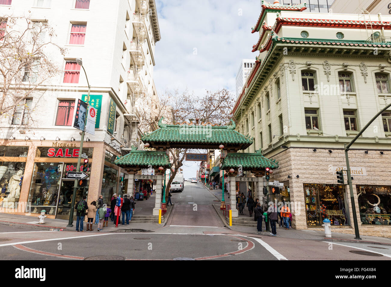 Gate à l'entrée du Chinatown à San Francisco, USA Banque D'Images