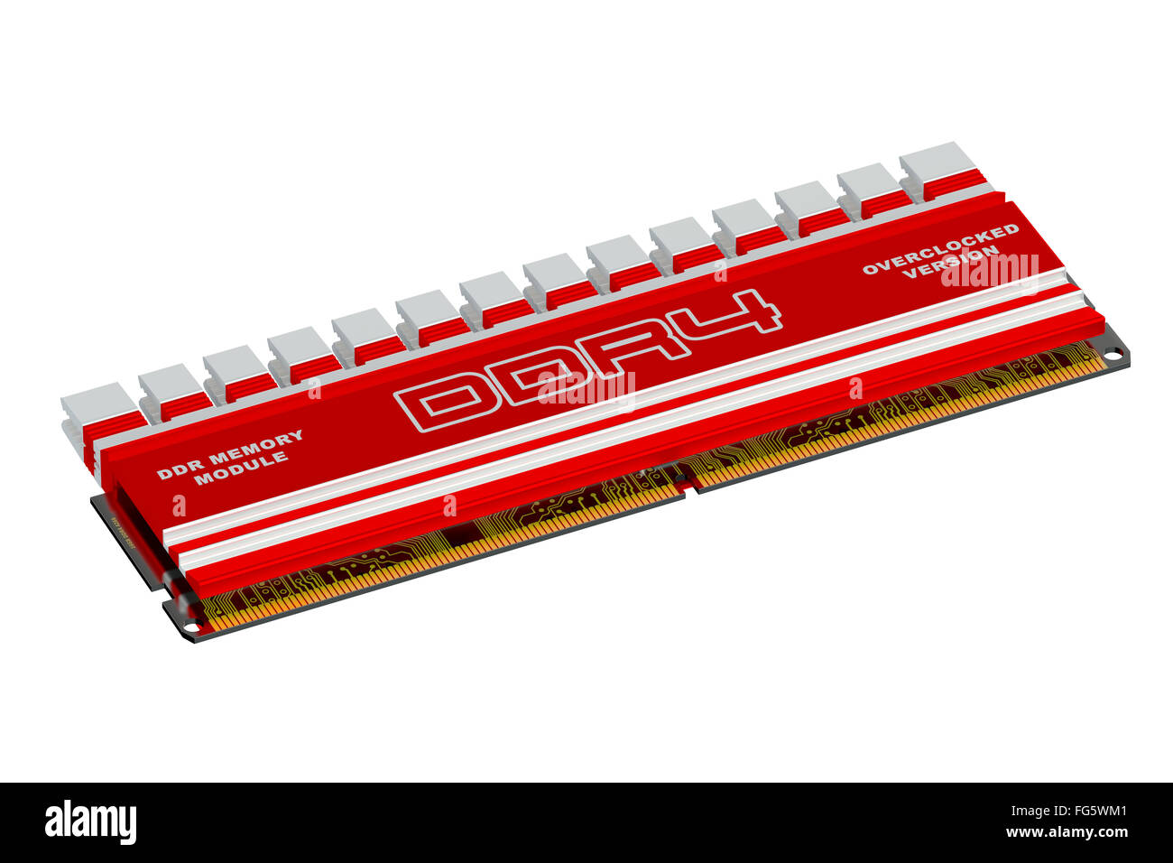 Module de mémoire DDR4 isolé sur fond blanc Banque D'Images