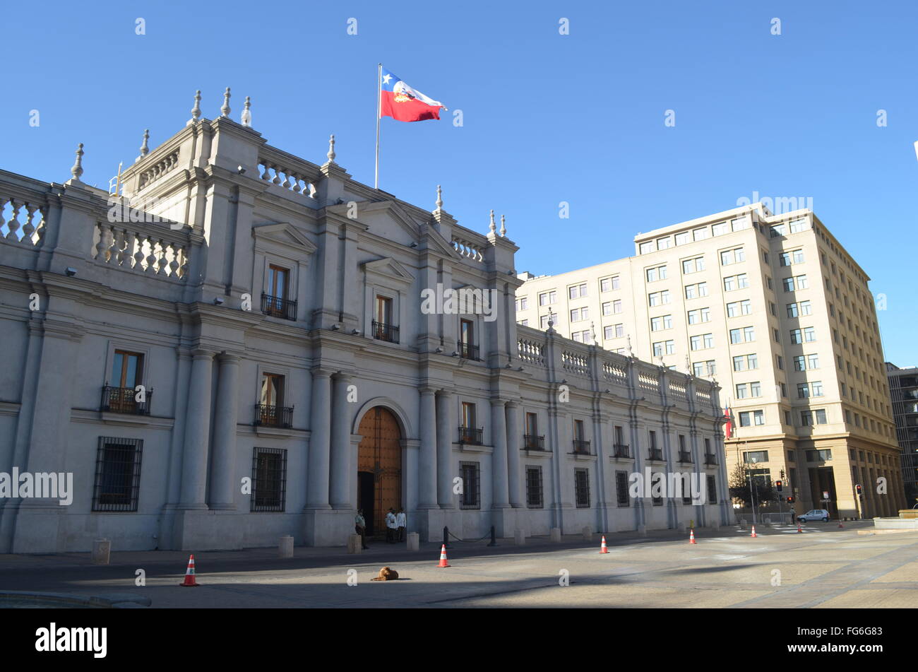 Palacio de la Moneda, ou de la Moneda, le siège du Président de la République du Chili à Santiago Banque D'Images