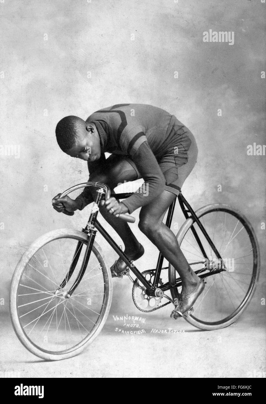 Walter Marshall 'Majeur' Taylor un cycliste qui a gagné le monde 1 mile (1,6 km) Championnat de cyclisme sur piste en 1899 Banque D'Images