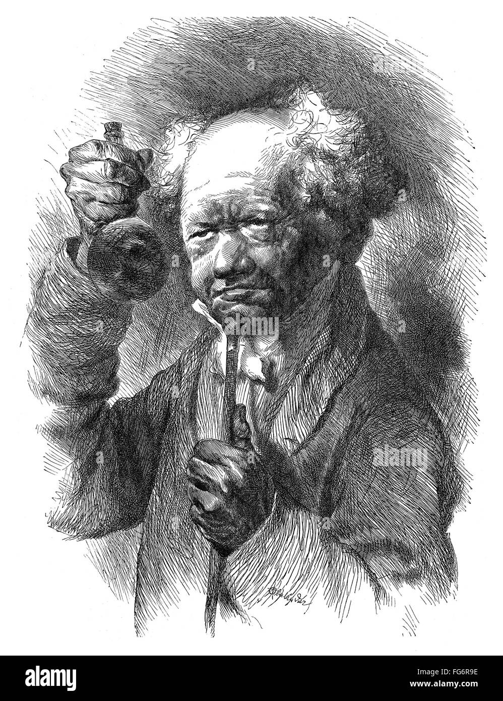 Médecin allemand, 1871. /NA médecin allemand. Gravure caricature, 1871. Banque D'Images