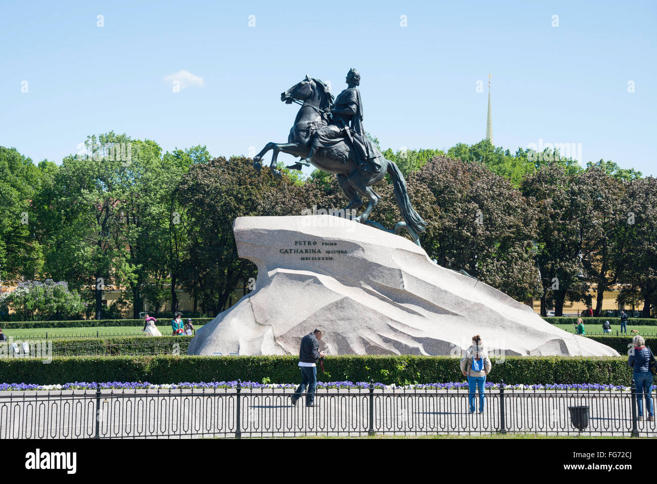 "Le cavalier de bronze statue sur des rives du fleuve Neva, Saint Petersburg, Fédération de Russie, Région Nord-Ouest Banque D'Images