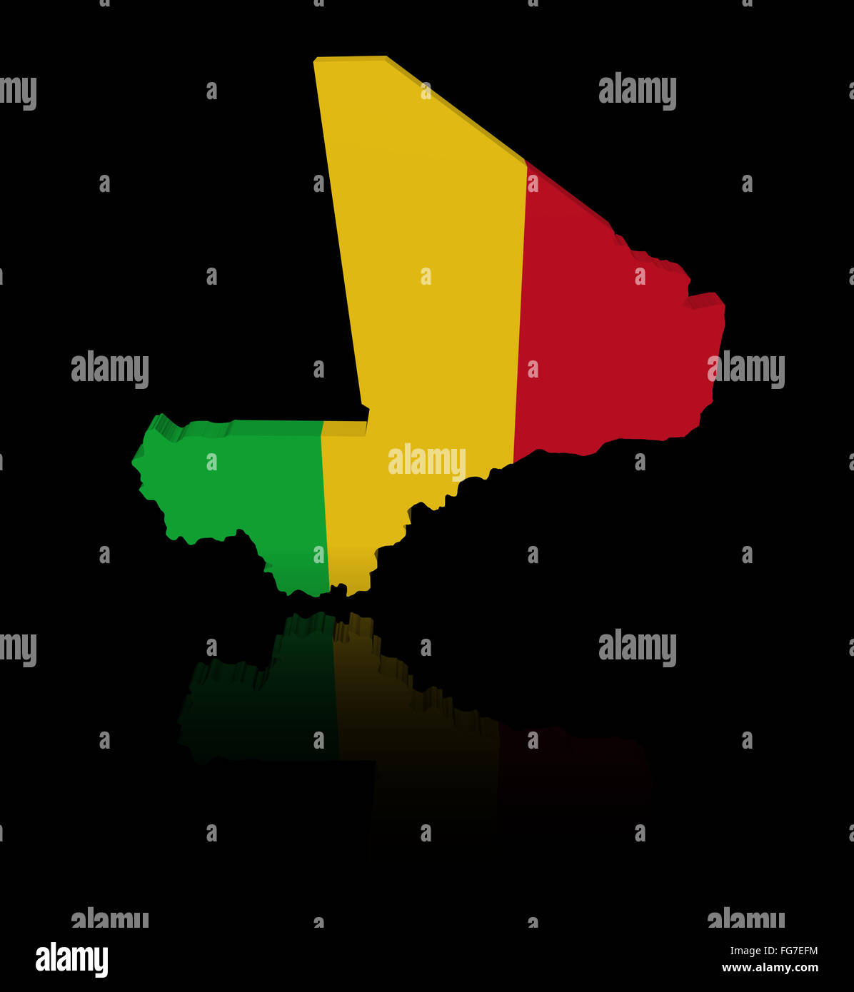 Mali carte drapeau avec réflexion illustration Banque D'Images