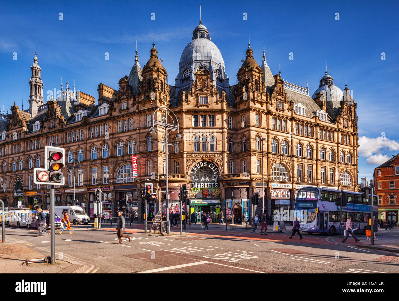 Les marchés de la ville de Leeds, West Yorkshire, Angleterre. UK Banque D'Images