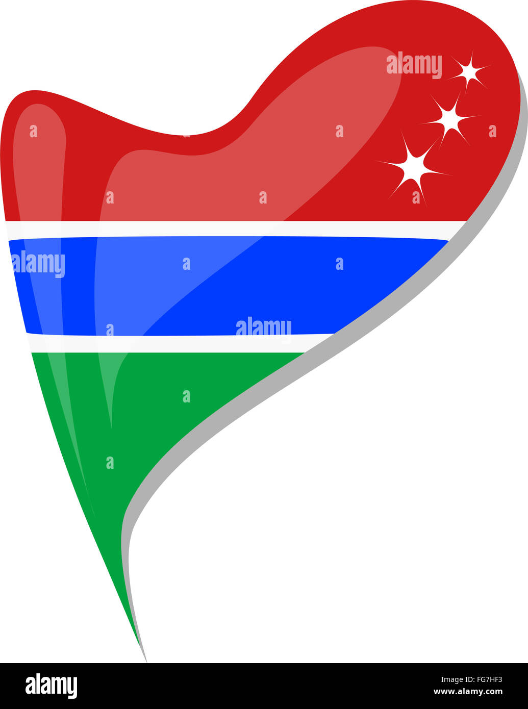 La Gambie en cœur. Icône de drapeau national de Gambie. vector Banque D'Images
