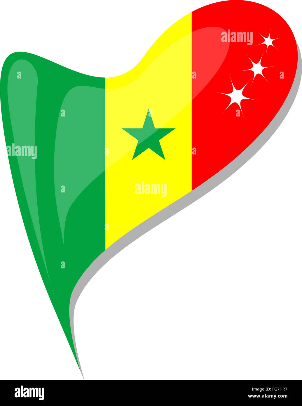 Le Sénégal au coeur. Drapeau national du Sénégal l'icône vecteur. Banque D'Images