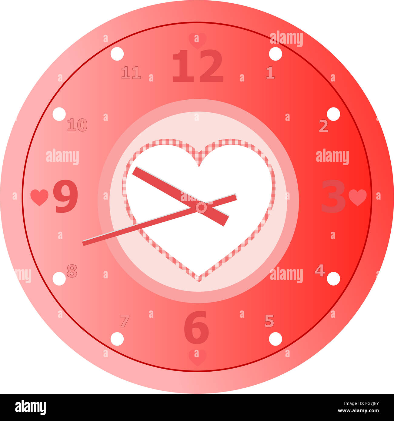 Amour rouge horloge avec cadran en forme de coeur dans Vector Banque D'Images