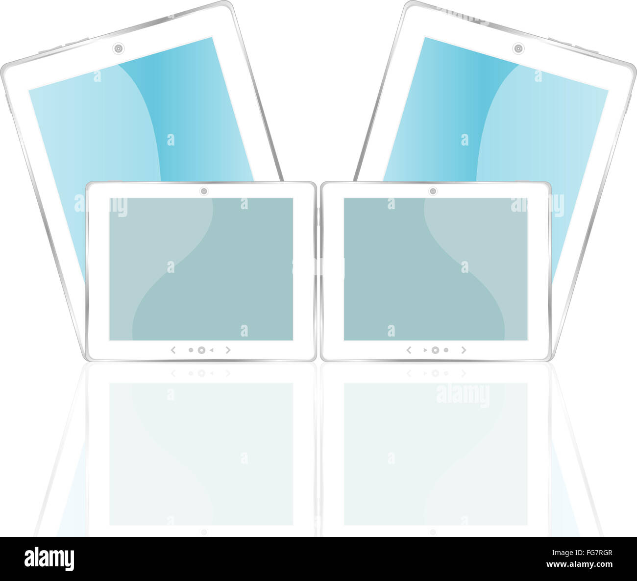 Blanc Tablet PC avec écran bleu Banque D'Images