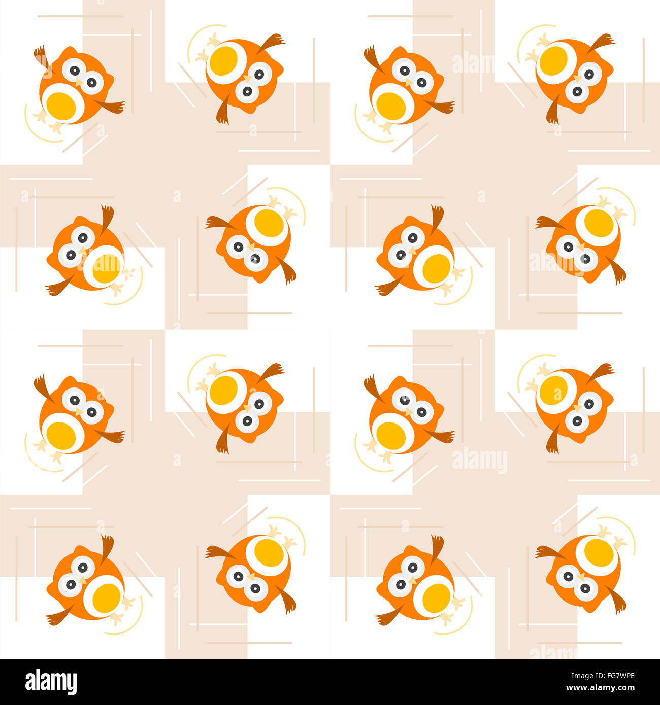Chouette orange transparente motif illustration pour les enfants Banque D'Images