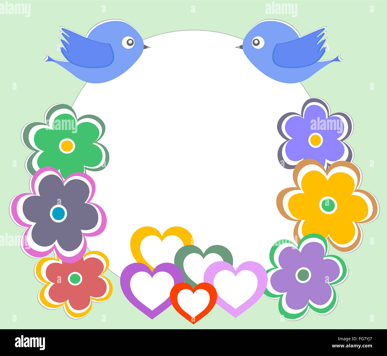 Vector illustration d'un mignon petit oiseau des forêts et fleurs accueil Banque D'Images