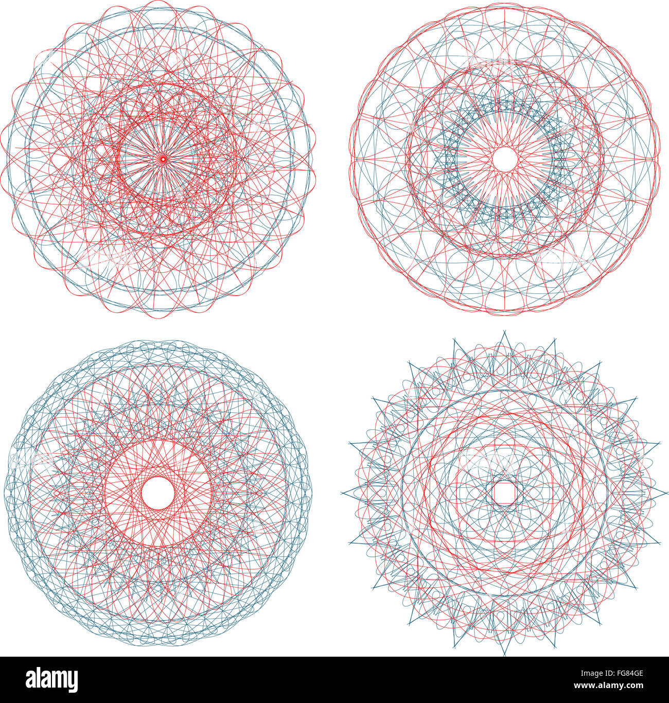 Ornement indien, kaléidoscopique motif floral, jeu de mandala Banque D'Images