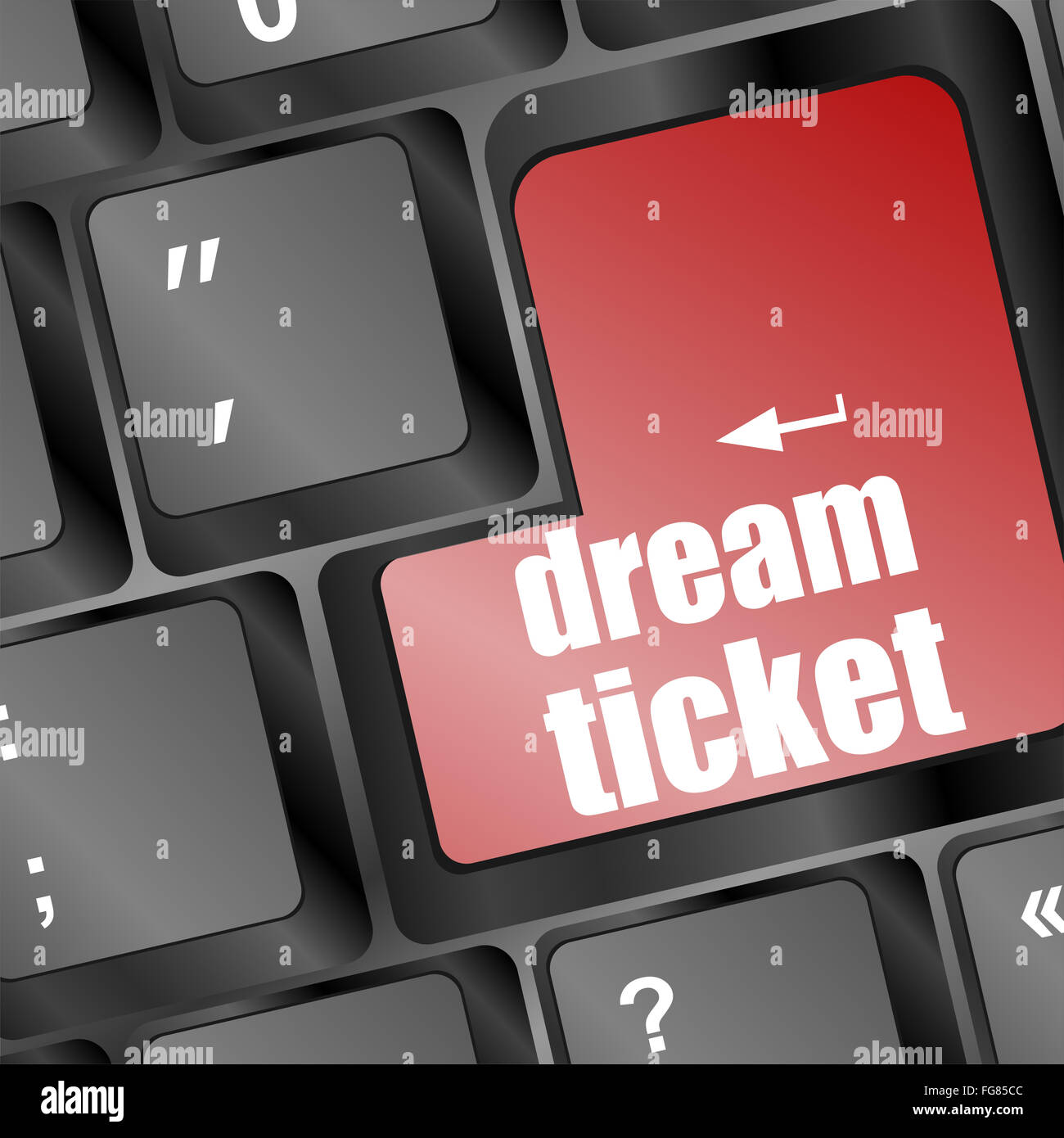 Dream ticket affichant concept d'idée sur le clavier, la création et la réussite Banque D'Images