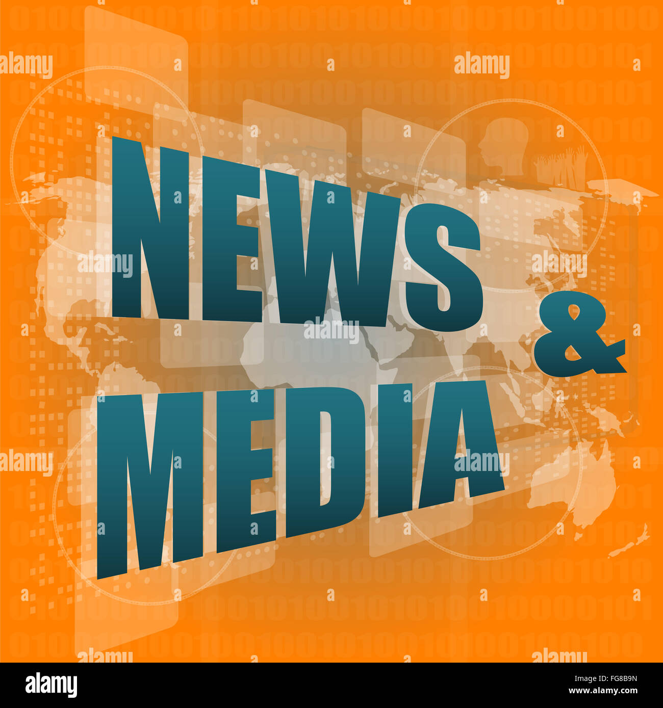 News et Presse concept : mots News et médias sur écran numérique Banque D'Images