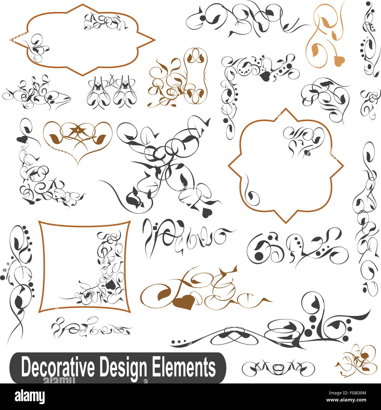 Éléments de conception de la calligraphie, jeu de trames de frontière Banque D'Images