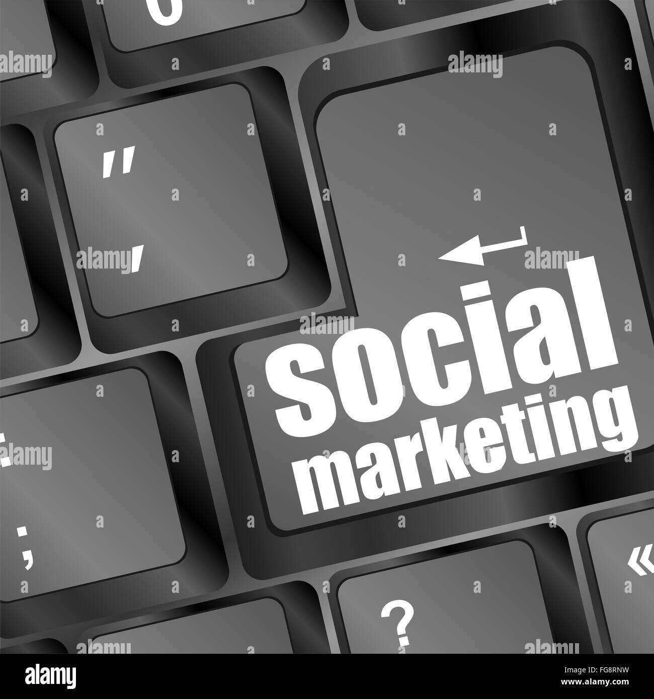 Le marketing social ou marketing internet concepts, avec un message sur la touche Entrée du clavier. Banque D'Images