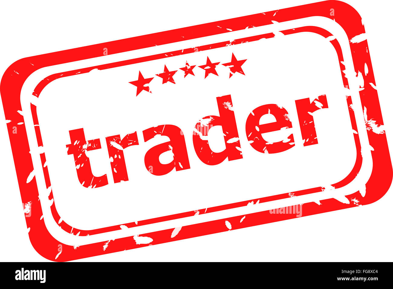 Trader sur timbres en caoutchouc rouge sur un fond blanc Banque D'Images