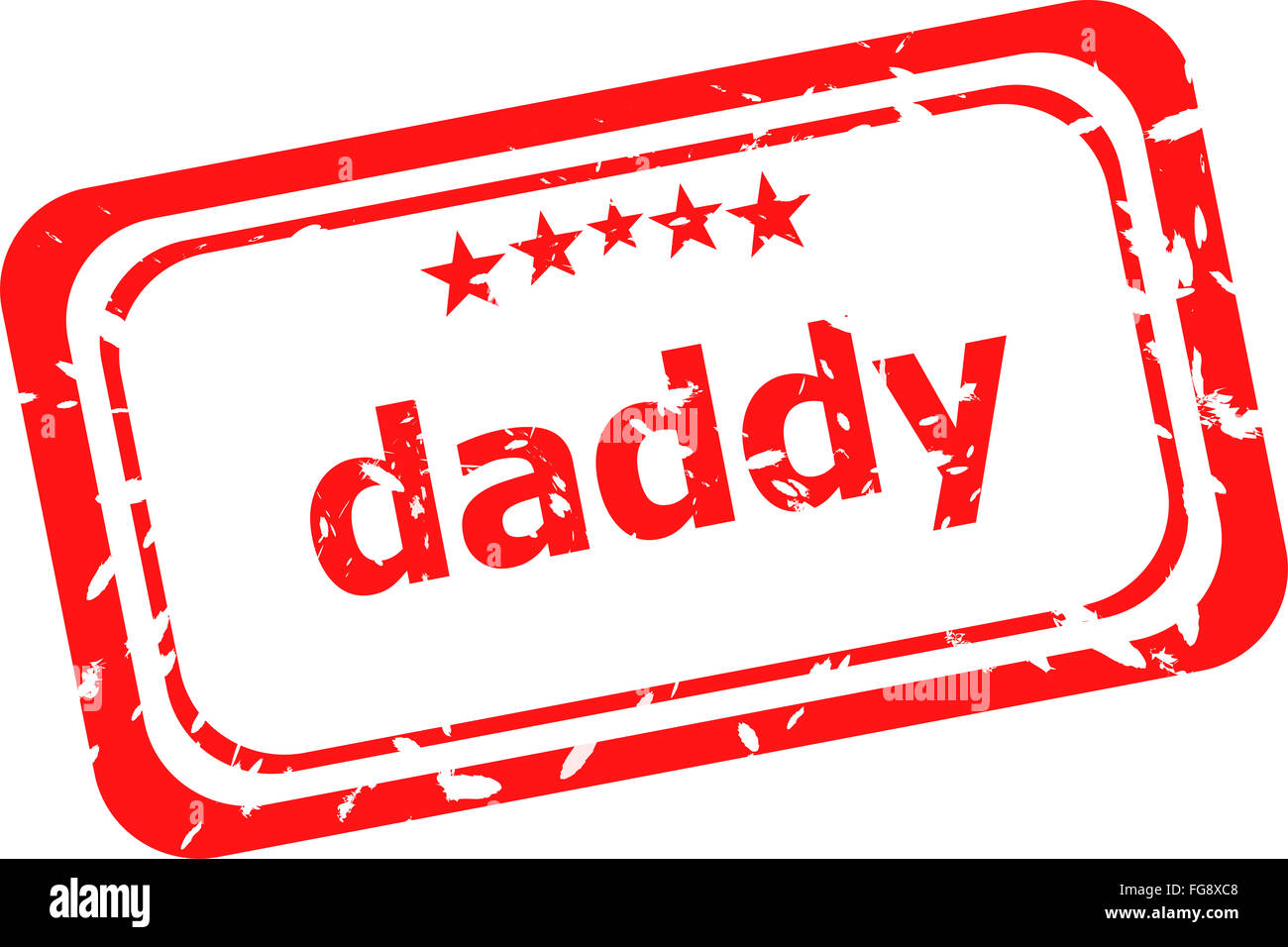 Papa de tampon en caoutchouc rouge sur un fond blanc Banque D'Images