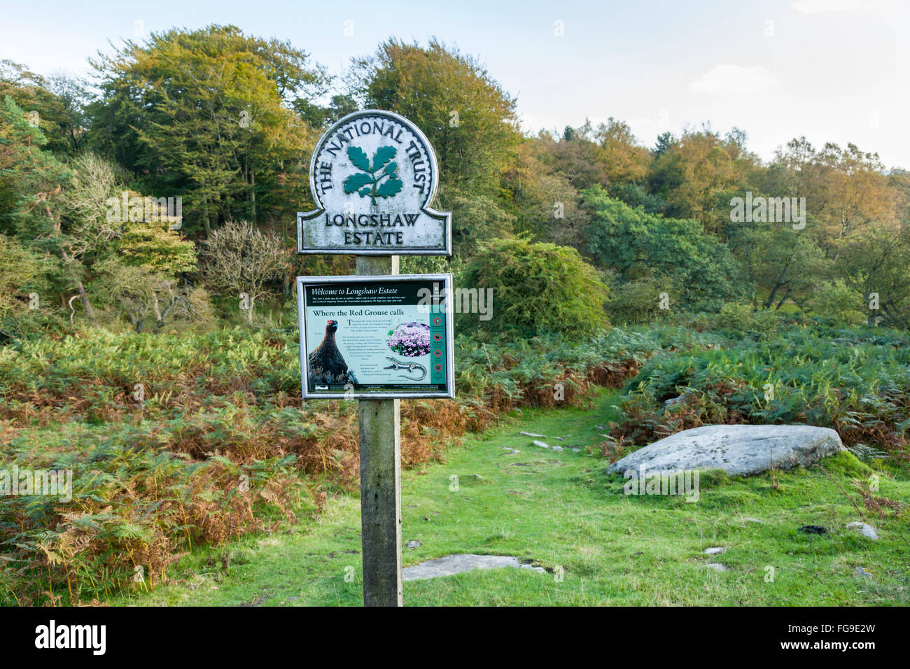 Inscrivez-vous à un point d'accès à la succession, Longshaw - Derbyshire Peak District, à la frontière du Yorkshire, England, UK Banque D'Images