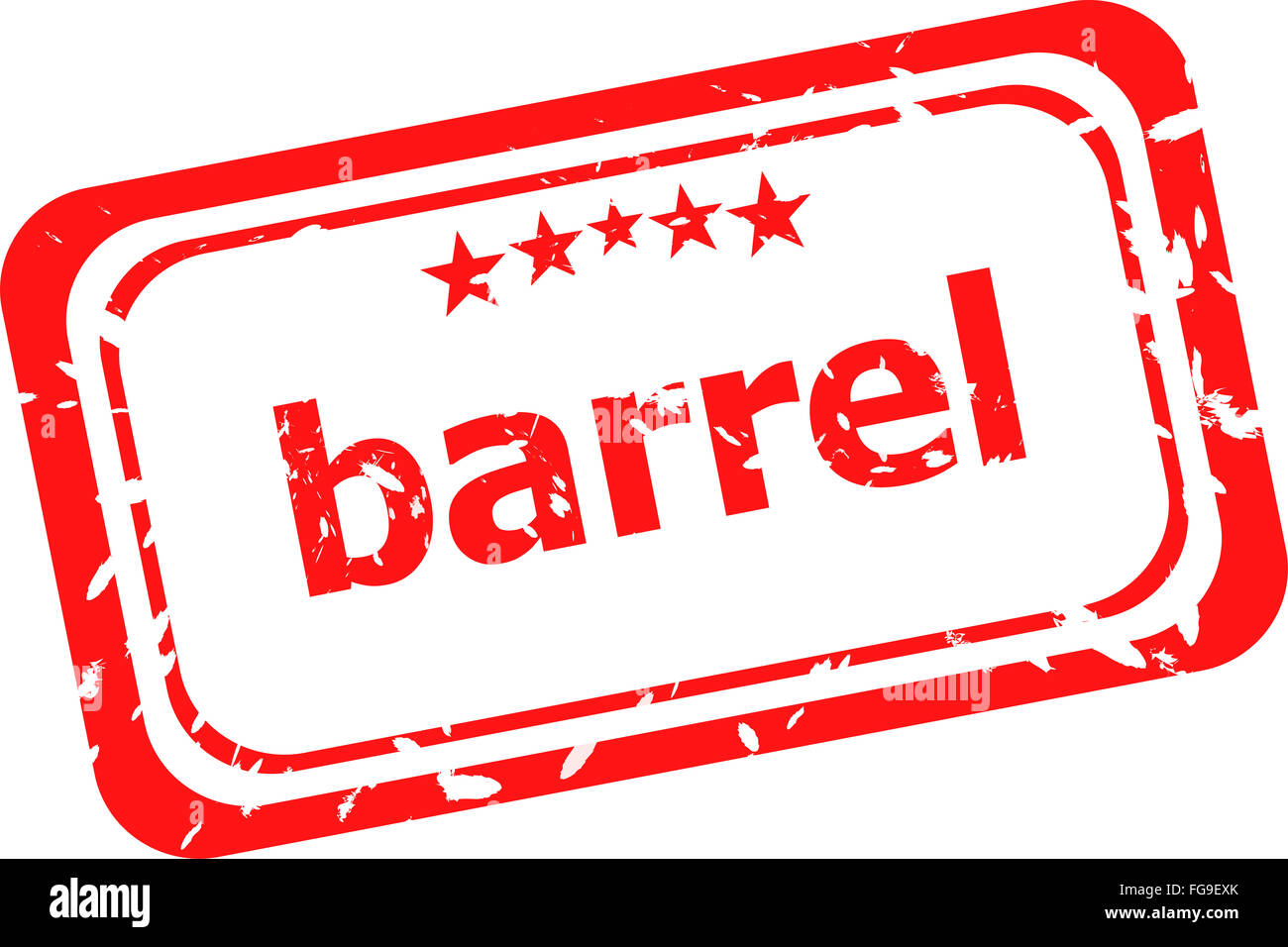 Le baril le timbre en caoutchouc rouge sur un fond blanc Banque D'Images