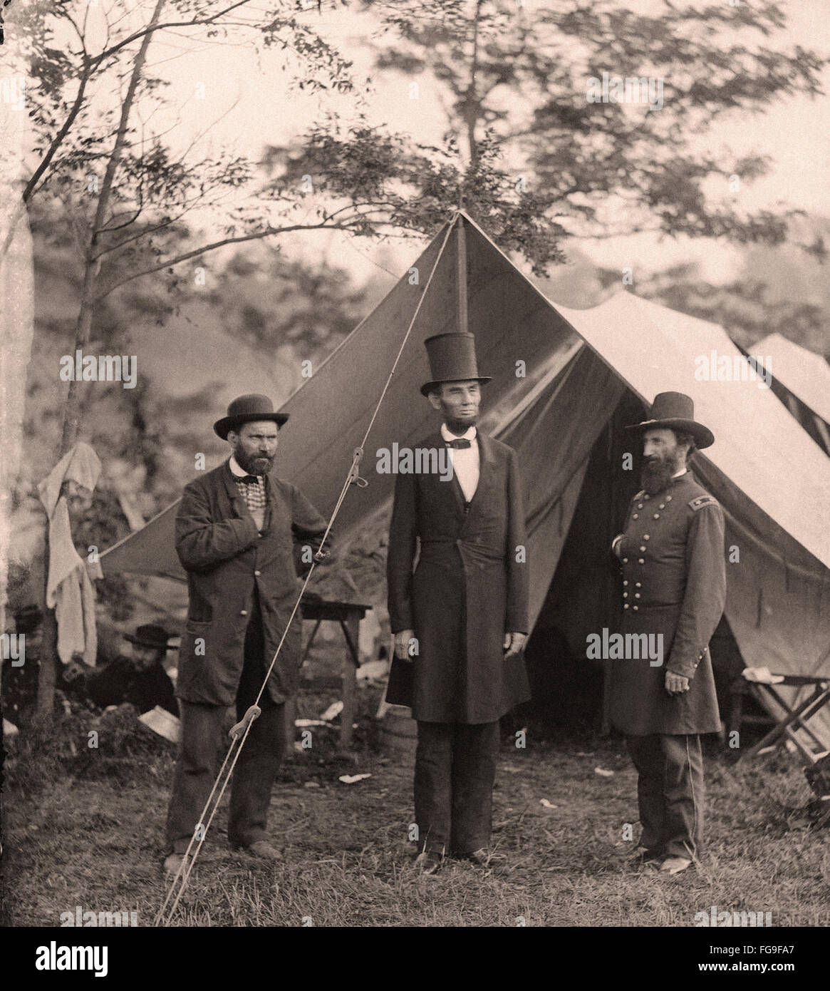 La guerre civile nous scène - Abraham Lincoln avec top hat Banque D'Images