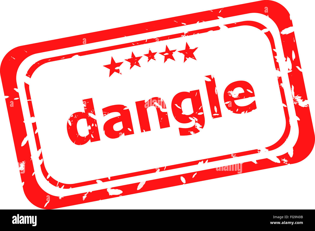 Dangle mot sur caoutchouc rouge vieux timbres d'affaires Banque D'Images